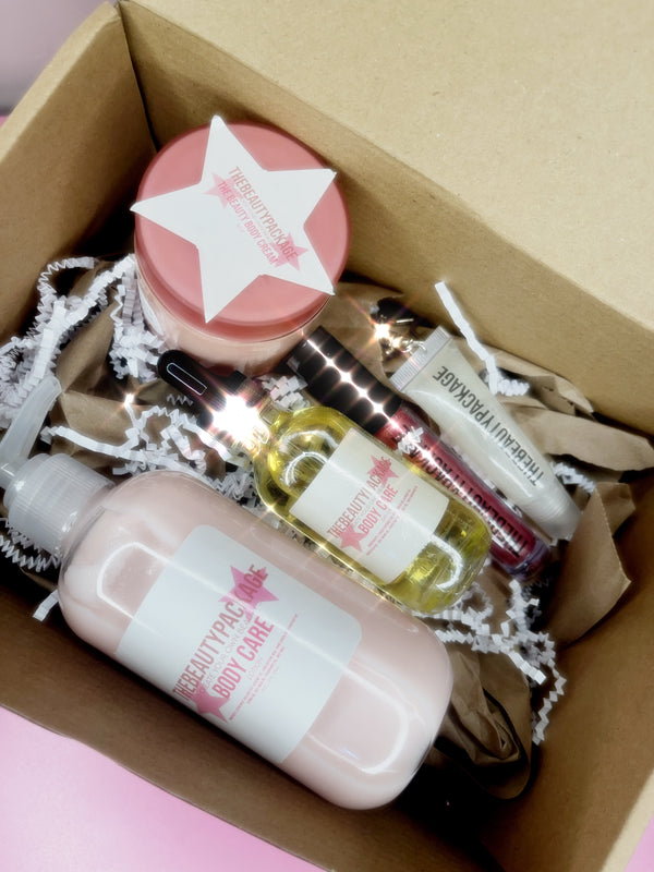 The Beauty Mystery Box - Comes with 3 Body Care Items & 2 Lip Care Items, 50% Value for $39.99- Makeup, Cosmetic